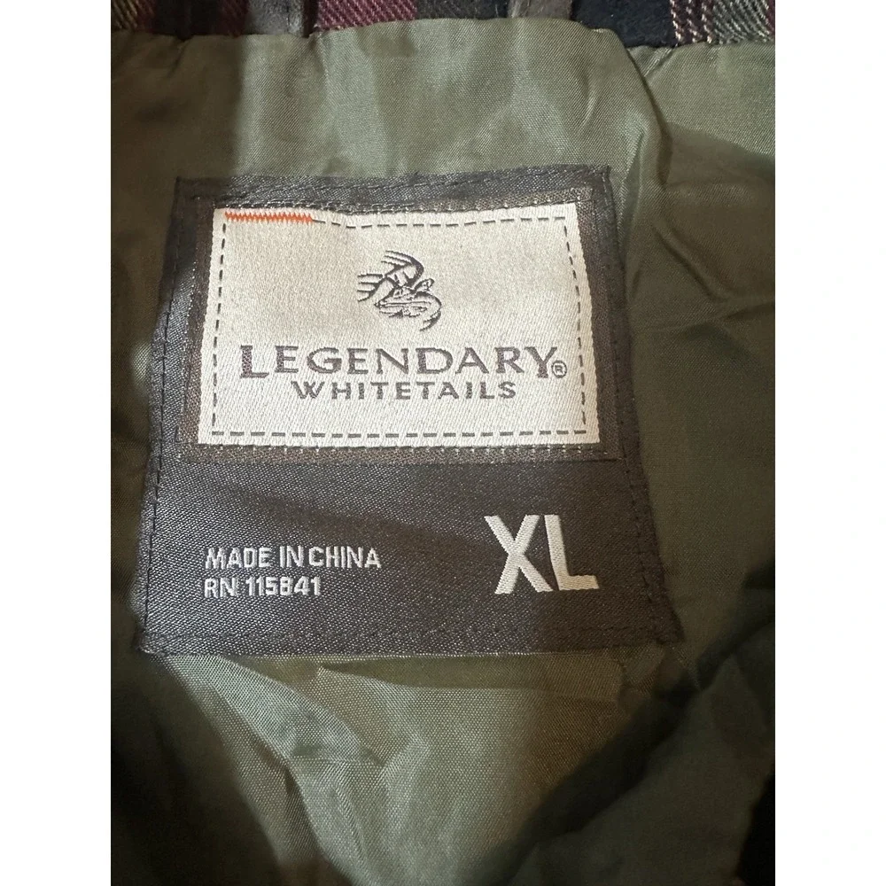Legendary Whitetails Mens Vest XL Olive Green Puffer Flannel Lined Toggle